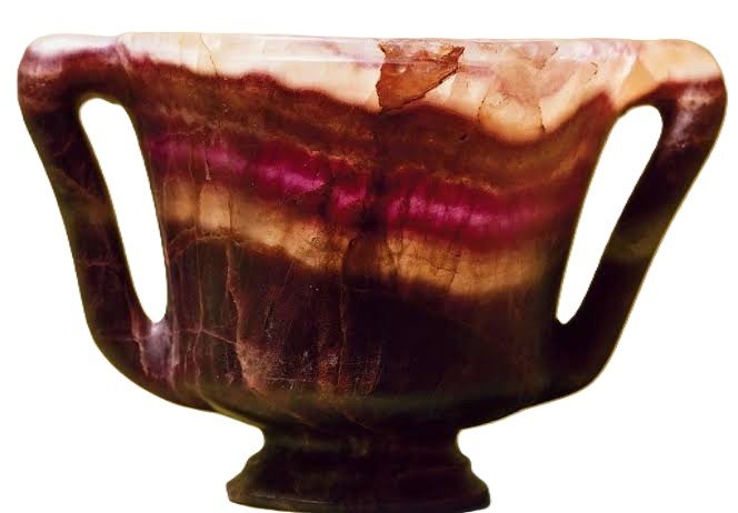Marbled ceramic bowl with two handles and a pedestal base in purple and pink tones - Sians Emporium Marbled ceramic bowl with two handles and a pedestal base in purple and pink tones