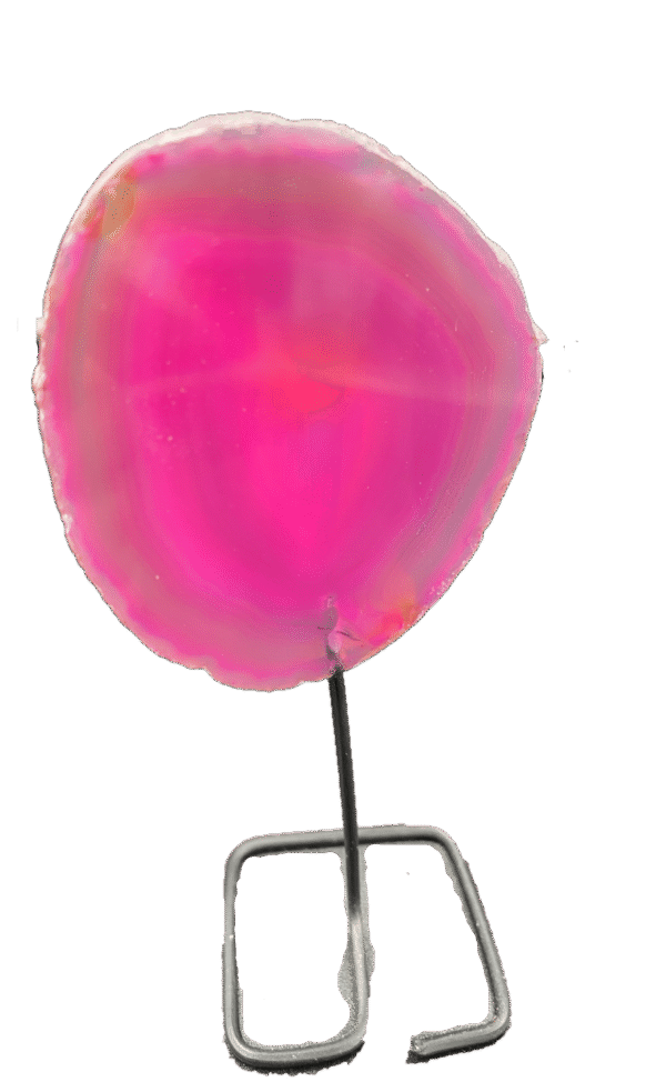 pink agate slice on a stand 1
