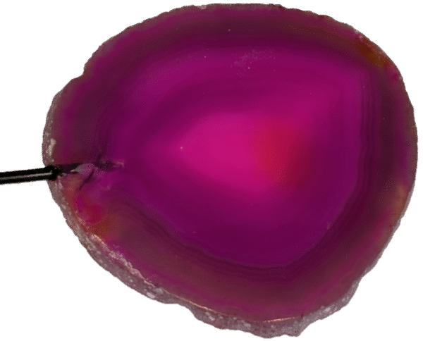 pink agate slice on a stand 3