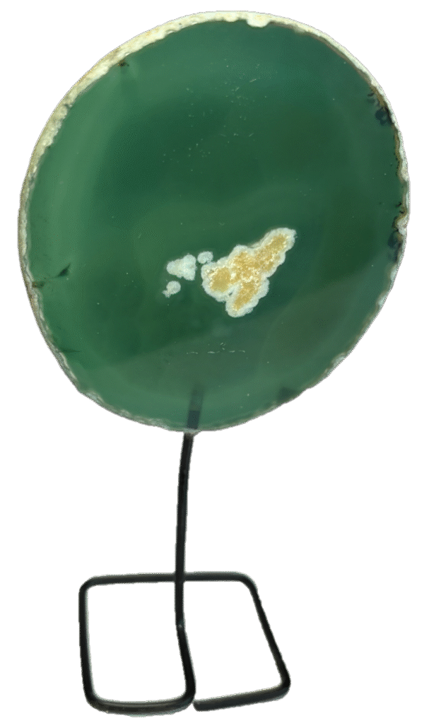 green agate slice on a stand 4