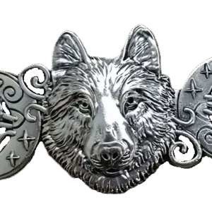 Wolf head and moon