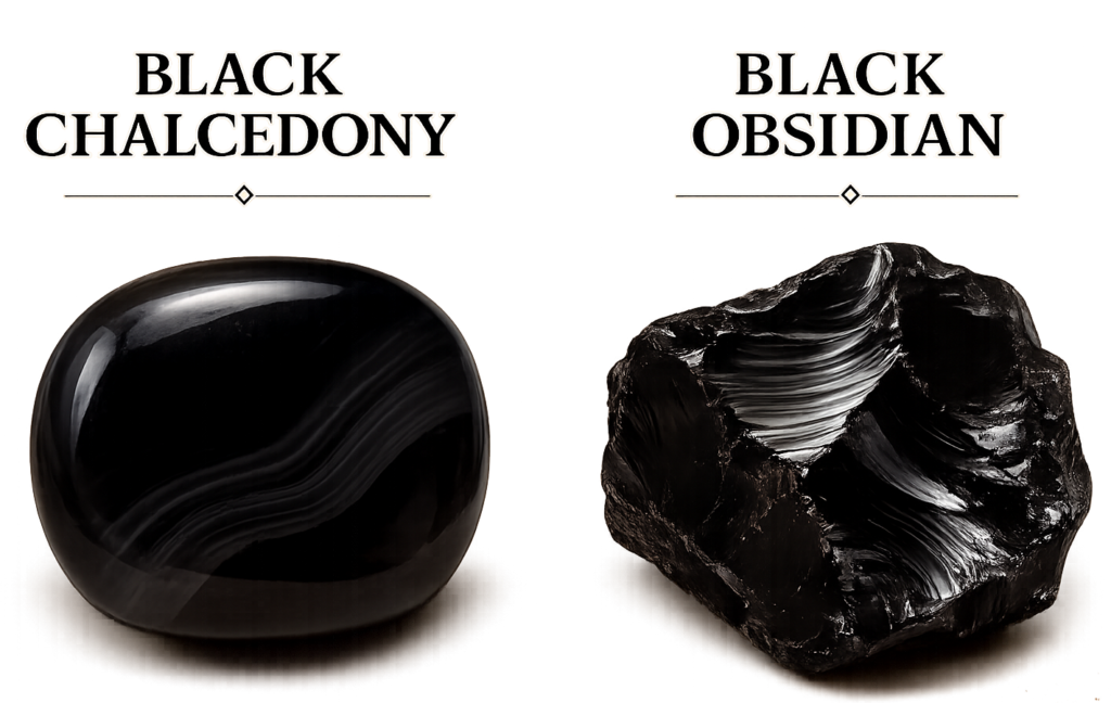 Black chalcedony and black obsidian - Sians Emporium Black chalcedony and black obsidian