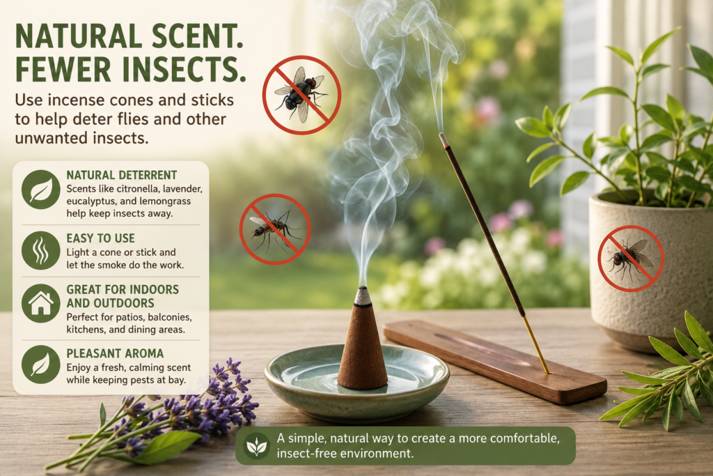 Fly and insect protection using incense