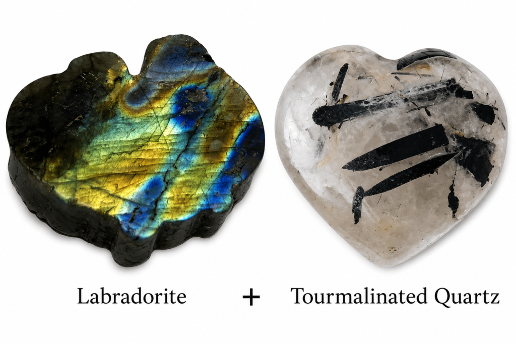 Labradorite Tourmalinated Quartz