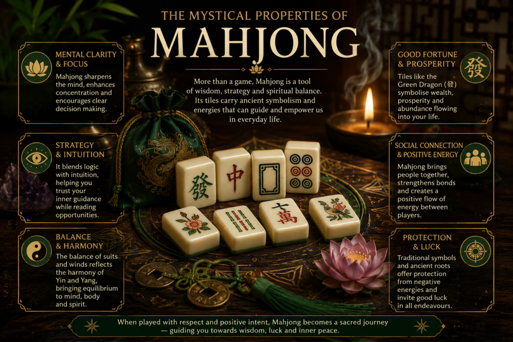 Mystical Mahjong showing the benefits and properties of the game
