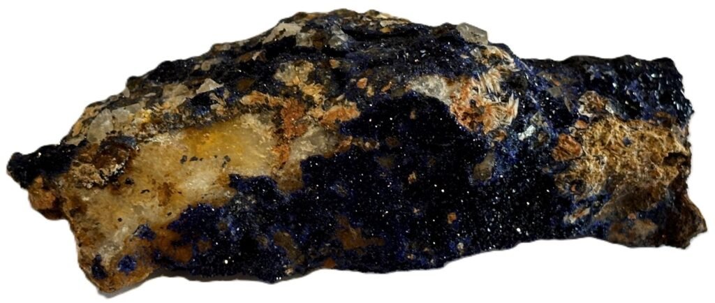 Natural azurite malachite freeform specimen 2 sians emporium Raw azurite and malachite freeform mineral specimen with deep blue crystalline crust on natural matrix