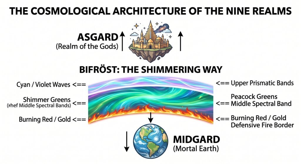 The cosmological architecture of the nine realms bifröst diagram sians emporium Norse mythology bifrost cosmology diagram